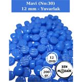 Zen Mozaik Sanatsal Mozaik Çalışmalarınız Için 12X12 mm - Sedefli Yuvarlak Cam Mozaik Taşı - Renk - Mavi