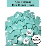 Zen Mozaik Sanatsal Mozaik Çalışmalarınız Için 15X15 mm - Kare Cam Mozaik Taşı (100 Gr) - Renk - Açık Turkuaz