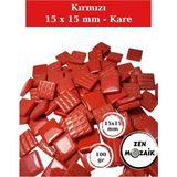 Zen Mozaik Sanatsal Mozaik Çalışmalarınız Için 15X15 mm - Kare Cam Mozaik Taşı (100 Gr) - Renk - Kırmızı