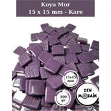 Zen Mozaik Sanatsal Mozaik Çalışmalarınız Için 15X15 mm - Kare Cam Mozaik Taşı (100 Gr) - Renk - Koyu Mor