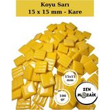 Zen Mozaik Sanatsal Mozaik Çalışmalarınız Için 15X15 mm - Kare Cam Mozaik Taşı (100 Gr) - Renk - Koyu Sarı