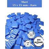 Zen Mozaik Sanatsal Mozaik Çalışmalarınız Için 15X15 mm - Kare Cam Mozaik Taşı (100 Gr) - Renk - Mavi