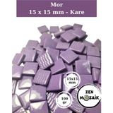 Zen Mozaik Sanatsal Mozaik Çalışmalarınız Için 15X15 mm - Kare Cam Mozaik Taşı (100 Gr) - Renk - Mor