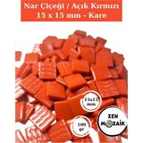 Zen Mozaik Sanatsal Mozaik Çalışmalarınız Için 15X15 mm - Kare Cam Mozaik Taşı (100 Gr) - Renk - Nar Çiçeği