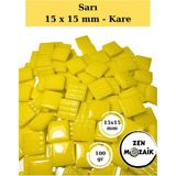 Zen Mozaik Sanatsal Mozaik Çalışmalarınız Için 15X15 mm - Kare Cam Mozaik Taşı (100 Gr) - Renk - Sarı