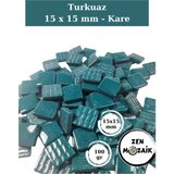 Zen Mozaik Sanatsal Mozaik Çalışmalarınız Için 15X15 mm - Kare Cam Mozaik Taşı (100 Gr) - Renk - Turkuaz