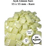 Zen Mozaik Sanatsal Mozaik Çalışmalarınız Için 15X15 mm - Kare Cam Mozaik Taşı - Renk - Açık Limon Sarı