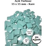 Zen Mozaik Sanatsal Mozaik Çalışmalarınız Için 15X15 mm - Kare Cam Mozaik Taşı - Renk - Açık Turkuaz