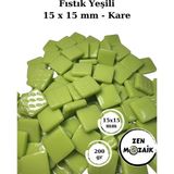 Zen Mozaik Sanatsal Mozaik Çalışmalarınız Için 15X15 mm - Kare Cam Mozaik Taşı - Renk - Fıstık Yeşili
