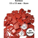 Zen Mozaik Sanatsal Mozaik Çalışmalarınız Için 15X15 mm - Kare Cam Mozaik Taşı - Renk - Kırmızı
