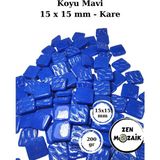 Zen Mozaik Sanatsal Mozaik Çalışmalarınız Için 15X15 mm - Kare Cam Mozaik Taşı - Renk - Koyu Mavi