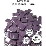 Zen Mozaik Sanatsal Mozaik Çalışmalarınız Için 15X15 mm - Kare Cam Mozaik Taşı - Renk - Koyu Mor