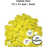 Zen Mozaik Sanatsal Mozaik Çalışmalarınız Için 15X15 mm - Kare Cam Mozaik Taşı - Renk - Limon Sarı