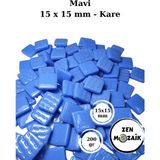 Zen Mozaik Sanatsal Mozaik Çalışmalarınız Için 15X15 mm - Kare Cam Mozaik Taşı - Renk - Mavi