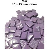 Zen Mozaik Sanatsal Mozaik Çalışmalarınız Için 15X15 mm - Kare Cam Mozaik Taşı - Renk - Mor
