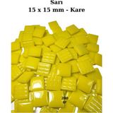 Zen Mozaik Sanatsal Mozaik Çalışmalarınız Için 15X15 mm - Kare Cam Mozaik Taşı - Renk - Sarı