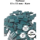 Zen Mozaik Sanatsal Mozaik Çalışmalarınız Için 15X15 mm - Kare Cam Mozaik Taşı - Renk - Turkuaz