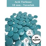 Zen Mozaik Sanatsal Mozaik Çalışmalarınız Için 18 mm Çaplı Yuvarlak Cam Mozaik Taşı (100 Gr) - Renk - Açık Turkuaz