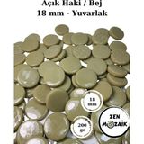 Zen Mozaik Sanatsal Mozaik Çalışmalarınız Için 18 mm Çaplı Yuvarlak Cam Mozaik Taşı - Renk - Açık Haki - Bej