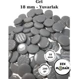 Zen Mozaik Sanatsal Mozaik Çalışmalarınız Için 18 mm Çaplı Yuvarlak Cam Mozaik Taşı - Renk - Gri