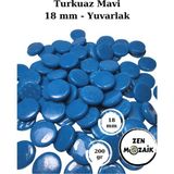 Zen Mozaik Sanatsal Mozaik Çalışmalarınız Için 18 mm Çaplı Yuvarlak Cam Mozaik Taşı - Renk - Turkuaz