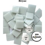 Zen Mozaik Sanatsal Mozaik Çalışmalarınız Için 2.5 cm Cam Mozaik Taşı - 25X25 mm - Renk - Beyaz