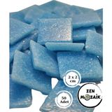Zen Mozaik Sanatsal Mozaik Çalışmalarınız Için 20X20 mm (2x2 Cm) Renkli Cam Mozaik Taşı - Açık Gri - Buz Mavi