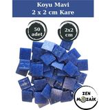 Zen Mozaik Sanatsal Mozaik Çalışmalarınız Için 20X20 mm (2x2 Cm) Renkli Cam Mozaik Taşı - Koyu Mavi