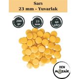 Zen Mozaik Sanatsal Mozaik Çalışmalarınız Için 23 mm Çaplı Yuvarlak Cam Mozaik Taşı - Renk - Sarı