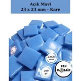 Zen Mozaik Sanatsal Mozaik Çalışmalarınız Için 23 X23 mm - Kare Cam Mozaik Taşı - Renk - Açık Mavi