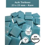 Zen Mozaik Sanatsal Mozaik Çalışmalarınız Için 23 X23 mm - Kare Cam Mozaik Taşı - Renk - Açık Turkuaz