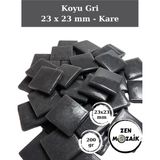 Zen Mozaik Sanatsal Mozaik Çalışmalarınız Için 23 X23 mm - Kare Cam Mozaik Taşı - Renk - Koyu Gri