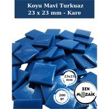 Zen Mozaik Sanatsal Mozaik Çalışmalarınız Için 23 X23 mm - Kare Cam Mozaik Taşı - Renk - Koyu Mavi - Turkuaz