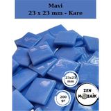 Zen Mozaik Sanatsal Mozaik Çalışmalarınız Için 23 X23 mm - Kare Cam Mozaik Taşı - Renk - Mavi