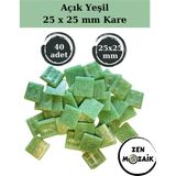 Zen Mozaik Sanatsal Mozaik Çalışmalarınız Için 25X25 mm (2,5x2,5 Cm) Renkli Cam Mozaik Taşı - Açık Yeşil