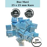 Zen Mozaik Sanatsal Mozaik Çalışmalarınız Için 25X25 mm (2,5x2,5 Cm) Renkli Cam Mozaik Taşı - Buz Mavi
