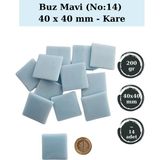 Zen Mozaik Sanatsal Mozaik Çalışmalarınız Için 40X40 mm Kare - Sedefli Cam Mozaik Taşı (200 Gr) - Renk - Buz Mavi
