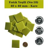 Zen Mozaik Sanatsal Mozaik Çalışmalarınız Için 40X40 mm Kare - Sedefli Cam Mozaik Taşı (200 Gr) - Renk - Fıstık Yeşili