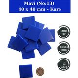 Zen Mozaik Sanatsal Mozaik Çalışmalarınız Için 40X40 mm Kare - Sedefli Cam Mozaik Taşı (200 Gr) - Renk - Mavi