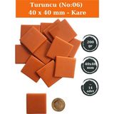 Zen Mozaik Sanatsal Mozaik Çalışmalarınız Için 40X40 mm Kare - Sedefli Cam Mozaik Taşı (200 Gr) - Renk - Turuncu