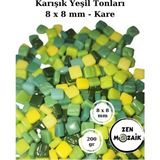 Zen Mozaik Sanatsal Mozaik Çalışmalarınız Için 8 x 8 mm - Kare Cam Mozaik Taşı - Renk
