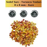 Zen Mozaik Sanatsal Mozaik Çalışmalarınız Için 8x8 mm - Kare Cam Mozaik Taşı (200 Gr) - Renk - Sedef Sarı Turuncu Tonları