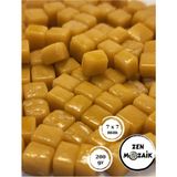 Zen Mozaik Sanatsal Mozaik Çalışmalarınız Için Renkli Cam Mozaik Taşı - 7x7 mm (Açık Mavi) - Koyu Sarı