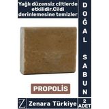 Zenara Bitkisel Organik Doğal Saç Yüz Vücut El Kullanım Cilt Temizleyici Parlatıcı Sabun PROPOLİS 2 Adet