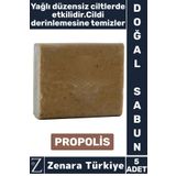 Zenara Bitkisel Organik Doğal Saç Yüz Vücut El Kullanım Cilt Temizleyici Parlatıcı Sabun PROPOLİS 5 Adet