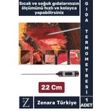 Zenara Ergonomik LCD Ekran Çift Ölçüm Birimi Hafızalı Et Sıvı Mama Sıcak Soğuk Saplamalı GIDA TERMOMETRESİ