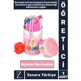 Zenara Kız Çocuk İbadet Öğretici 3 Parça Seccade Tesbih Kumbara Tasarımlı Namaza İlk Adım KIZIMIN SECCADESİ