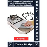 Zenara Kolay Temizlenir Yağ Kir Çözücü Ocak Koruyucu 4'lü Alüminyum Ped - Standart