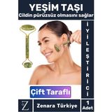 Zenara Premium Çift Taraflı Şans Getiren Yeşim Taşı Jade Roller Yüz Masajı - Renkli