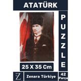 Zenara Premium Eğlenceli Eğitici Görsel Algı Motor Becerisi Geliştiren Çocuk PUZZLE 42 Parça ATATÜRK